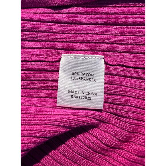 Michael Costello x Revolve Dress Variegated Rib Bodycon Midi Sexy Baddie Magenta - Picture 9 of 9